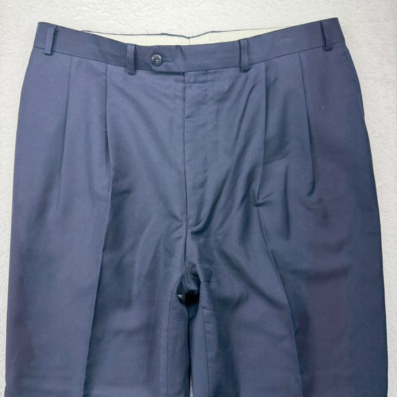 Ralph Lauren Men Navy Blue Pleated Wool Cashmere Dress Pants Trousers 32x29 - Picture 2 of 8